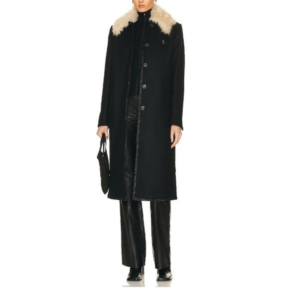 Helmut Lang Fur Shearling Collar Coat